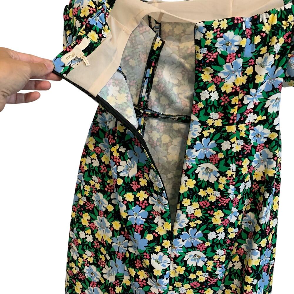 Maje Rapy Multicolor Floral Off Shoulder Mini Dress - Picture 10 of 14